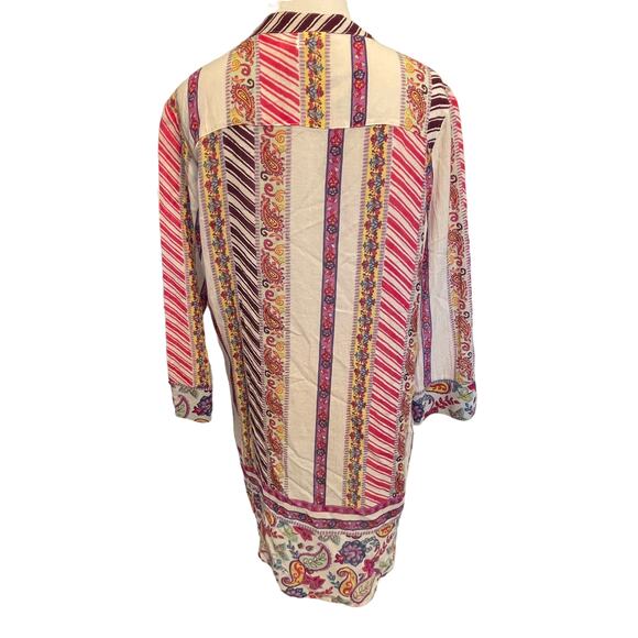 Parsley & Sage Paisley Striped & Floral Button Top Women's Medium Mixed Prints - Picture 3 of 7